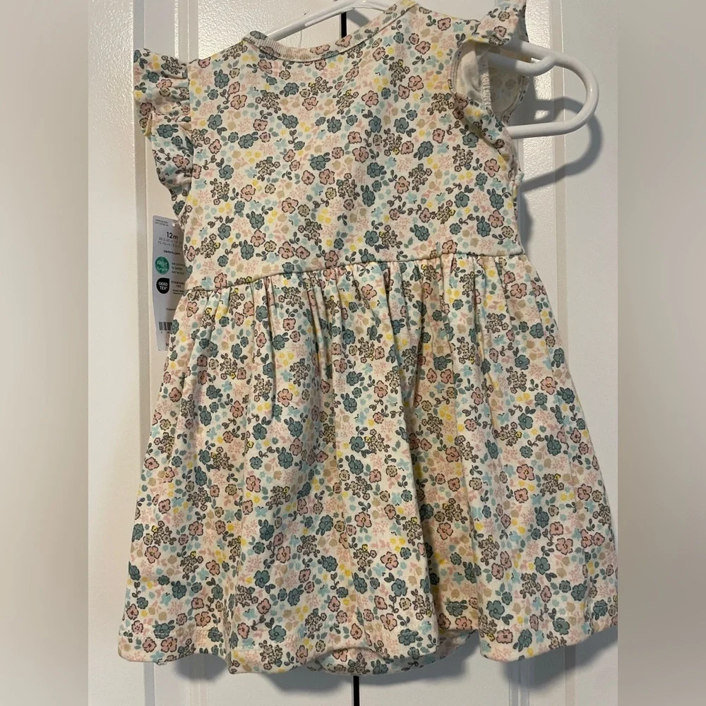 Carter NWT sundress with Flutter Sleeves and Peter Pan Collar attached pants 12M
